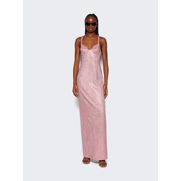 AREA Crystal Embellished Gown in Candy Rose Pink - Picture 1 of 7